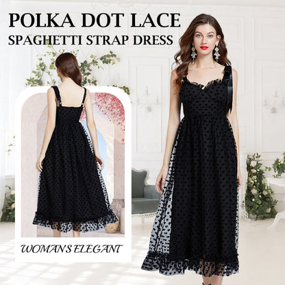Perfect Guest Tulle Polka Dot Sweetheart Bustier A-Line Midi Dress