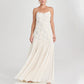 Indulge in Floral Applique Pleated Chiffon Hem Slip Maxi Dress