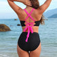 Women's Color-Block Criss Cross Lace Back Swimwear Set
