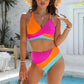Women's Color-Block Criss Cross Lace Back Swimwear Set