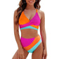 Women's Color-Block Criss Cross Lace Back Swimwear Set
