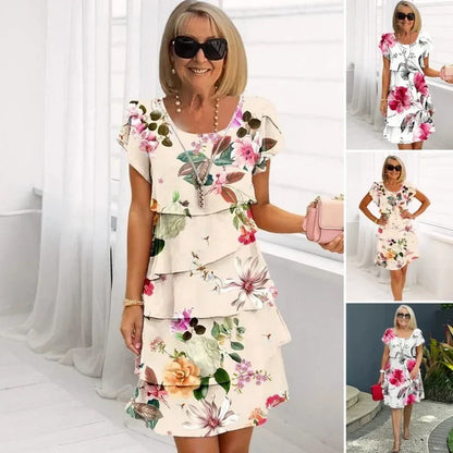 💃2026  HOT SALE 50% OFF🌈Women's Multi-plant Floral Print Cascade Dress
