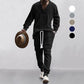 Men's 2-Piece V-Neck Baggy Sweatshirt & Joggers Set
