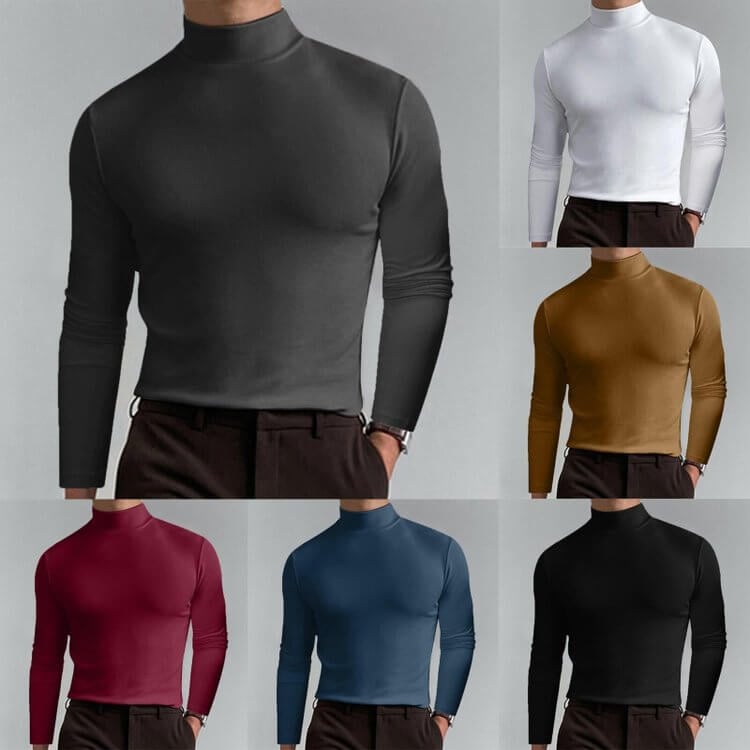 🔥Mens High Neck Slim Fit Long Sleeve T-shirt
