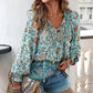 Women's Fashion Printed v-Neck Long Sleeve Shirt