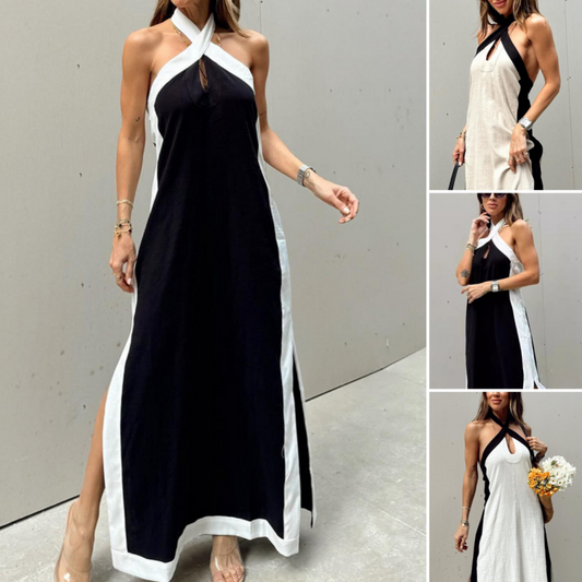 💕Limited Sale 50% OFF💕Women's Backless Halter Neck Split Maxi Dress – Effortless Elegance Awaits!
