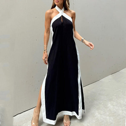 💕Limited Sale 50% OFF💕Women's Backless Halter Neck Split Maxi Dress – Effortless Elegance Awaits!