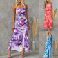 🌸Spring Specials🌸Flowers Print One-shoulder Dress Summer INS Casual Suspender Long Dresses Womens Clothing