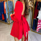 Gift for You Puff Shoulder Long Sleeve Back Bow Detail Mini Dress