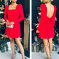 Gift for You Puff Shoulder Long Sleeve Back Bow Detail Mini Dress