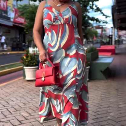 💖Women's Casual Printed Spaghetti Strap Dress