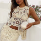Summer Crochet Lace Sleeveless Irregular Hem Tops
