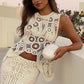 Summer Crochet Lace Sleeveless Irregular Hem Tops