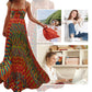 Spaghetti Strap Contrast Print Swing Maxi Vacation Dress