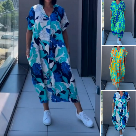 👗Women's Casual Elegant Printed V-Neck Dress