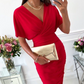 💖Women's Sexy Ruched V-Neck Bodycon Dress