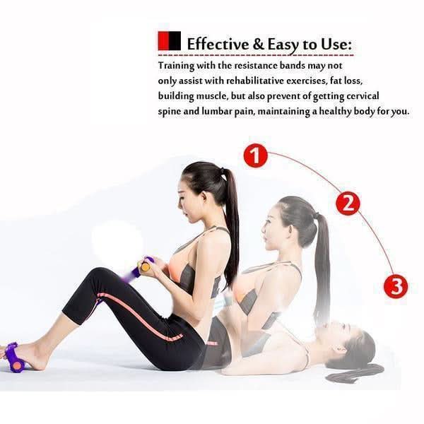 Multifunctional tension rope, 4-tube elastic yoga pedal tension belt, natural latex tension rope fitness equipment, for abdominal/waist/arm/leg stretching