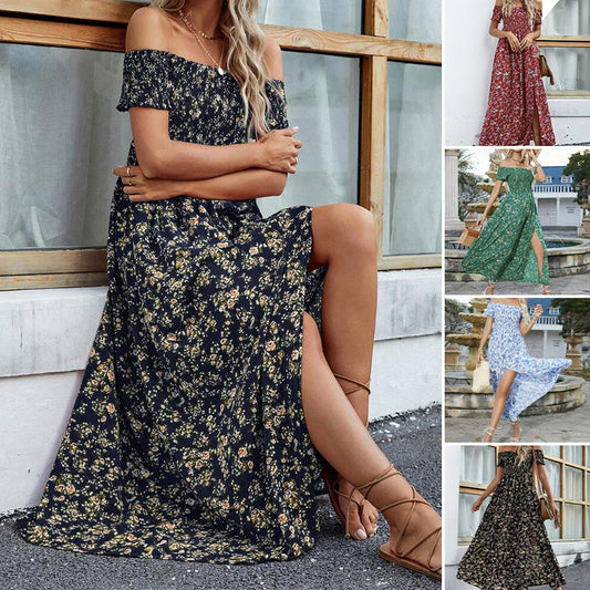 Women's Elegant Floral Off-Shoulder Dress