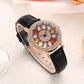 Women's Rotating Dial Watch with Colored Simulated Diamonds