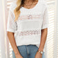 Women's Round Neck Hollow Knit Crochet Short Sleeve Sweater
