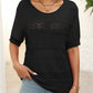 Women's Round Neck Hollow Knit Crochet Short Sleeve Sweater