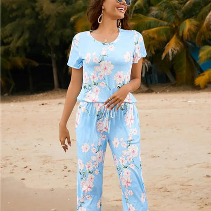 Women's Printed Top & Pants Sleepwear Set