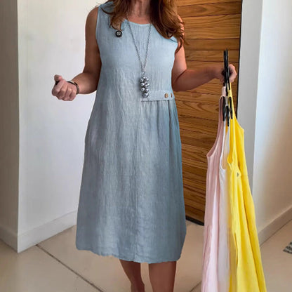 Women's Casual Round Neck Sleeveless Loose Fit Dress