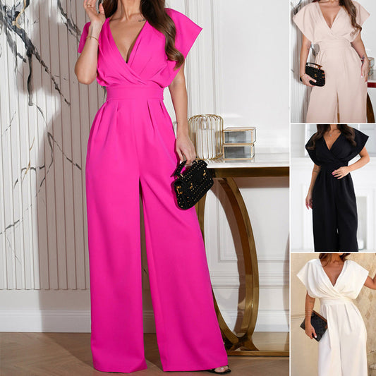 🌸2025 New Arrival 50%OFF💖 Women’s V - Neck Wide - Legged Jumpsuit | One - Piece Chic & Comfort