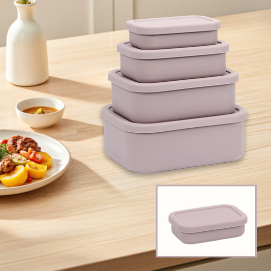 4PCS/Set Reusable Silicone Bento Box with Lid