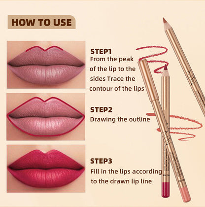 🥳2026 HOT SALE 50% OFF!💞50K+ SOLD!👄12-Color Smudge-Proof Lip Liner Pencil Set – Long-lasting, creamy & waterproof – perfect for everyday wear or pro makeup🎨