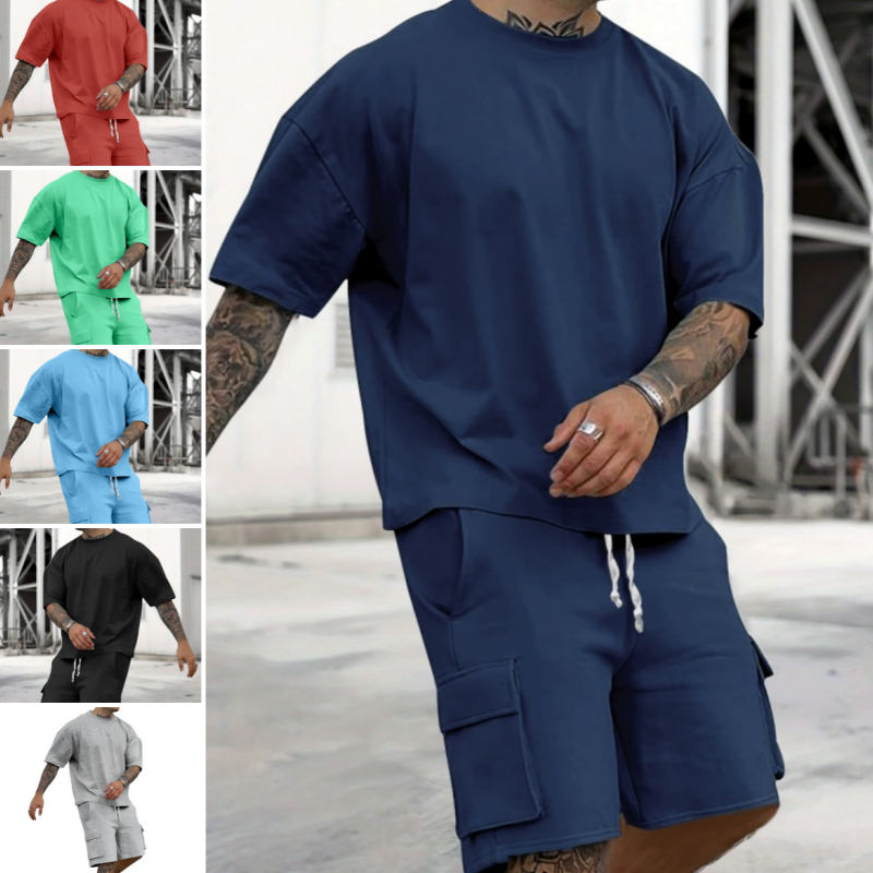 🥳SUMMER HOT SALE🥳💞50K+ SOLD!💥49% OFF! 🔥Men's Casual Short Sleeve T-Shirt Shorts Set