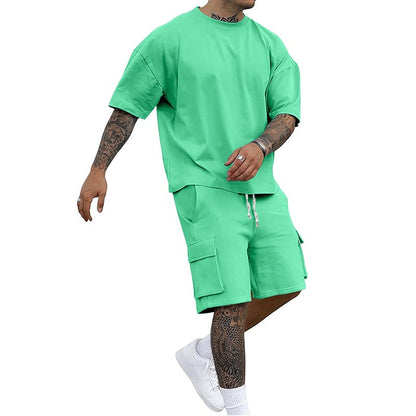 🥳SUMMER HOT SALE🥳💞50K+ SOLD!💥49% OFF! 🔥Men's Casual Short Sleeve T-Shirt Shorts Set