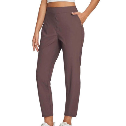 🥳2026 HOT SALE 50% Off🥳💞Women's High‑Waisted Elastic Pants with Zipper Pockets – Stretchy Wrinkle‑Resistant Cropped Trousers