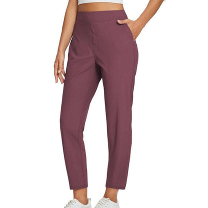 🥳2026 HOT SALE 50% Off🥳💞Women's High‑Waisted Elastic Pants with Zipper Pockets – Stretchy Wrinkle‑Resistant Cropped Trousers