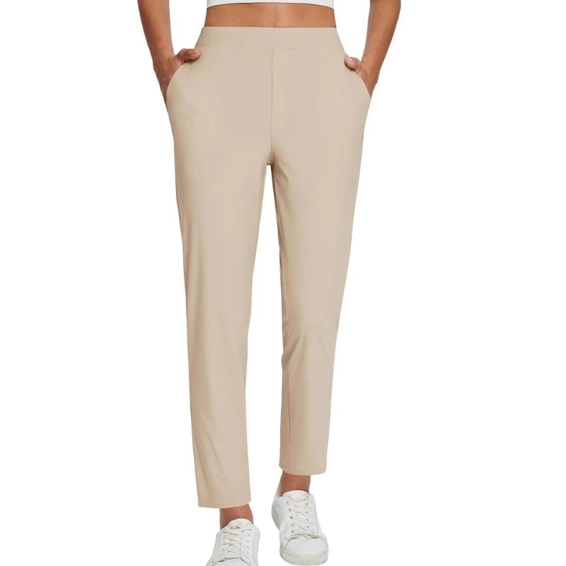 🥳2026 HOT SALE 50% Off🥳💞Women's High‑Waisted Elastic Pants with Zipper Pockets – Stretchy Wrinkle‑Resistant Cropped Trousers
