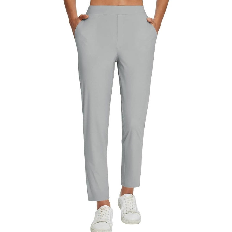 🥳2026 HOT SALE 50% Off🥳💞Women's High‑Waisted Elastic Pants with Zipper Pockets – Stretchy Wrinkle‑Resistant Cropped Trousers