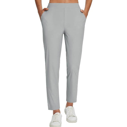 🥳2026 HOT SALE 50% Off🥳💞Women's High‑Waisted Elastic Pants with Zipper Pockets – Stretchy Wrinkle‑Resistant Cropped Trousers