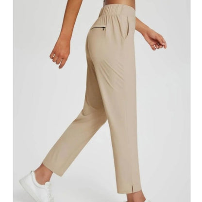 🥳2026 HOT SALE 50% Off🥳💞Women's High‑Waisted Elastic Pants with Zipper Pockets – Stretchy Wrinkle‑Resistant Cropped Trousers