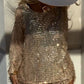 Fashion Sequin Round Neck Long Sleeve Tassel Top and Elastic Waist Casual Shorts Set