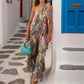 Vibrant Patterns Bow One-Shoulder Loose Maxi Dress
