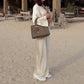 Silky and Elegant Satin Wide Neck Long Sleeve Loose Top and Elastic Waist Wide Leg Pants Set