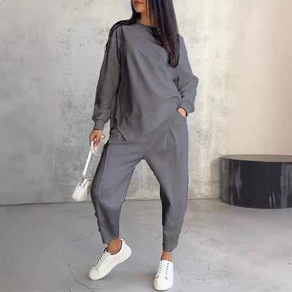 ⏰Limited Time Offer 30% OFF🧡Women Long-Sleeve Irregular Hem Sweatshirts & Pants Set