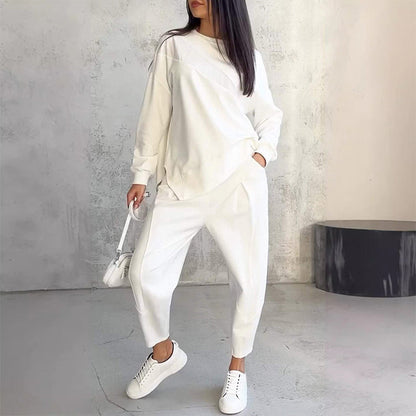⏰Limited Time Offer 30% OFF🧡Women Long-Sleeve Irregular Hem Sweatshirts & Pants Set