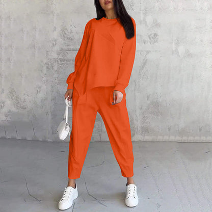 ⏰Limited Time Offer 30% OFF🧡Women Long-Sleeve Irregular Hem Sweatshirts & Pants Set