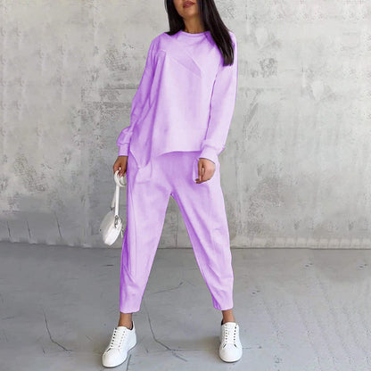 ⏰Limited Time Offer 30% OFF🧡Women Long-Sleeve Irregular Hem Sweatshirts & Pants Set