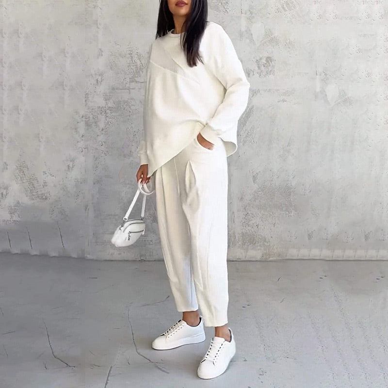 ⏰Limited Time Offer 30% OFF🧡Women Long-Sleeve Irregular Hem Sweatshirts & Pants Set