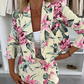 Picture Perfect Botanical Floral Print Long Sleeve Lapel Crop Blazer