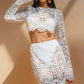 Balmy Summers Crochet Lace Floral Pattern Elastic Waist Fishtail Vacation Maxi Skirt