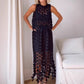 Casie See Through Circle Embroidery Elastic Waist Tassle Hem Maxi Skirt