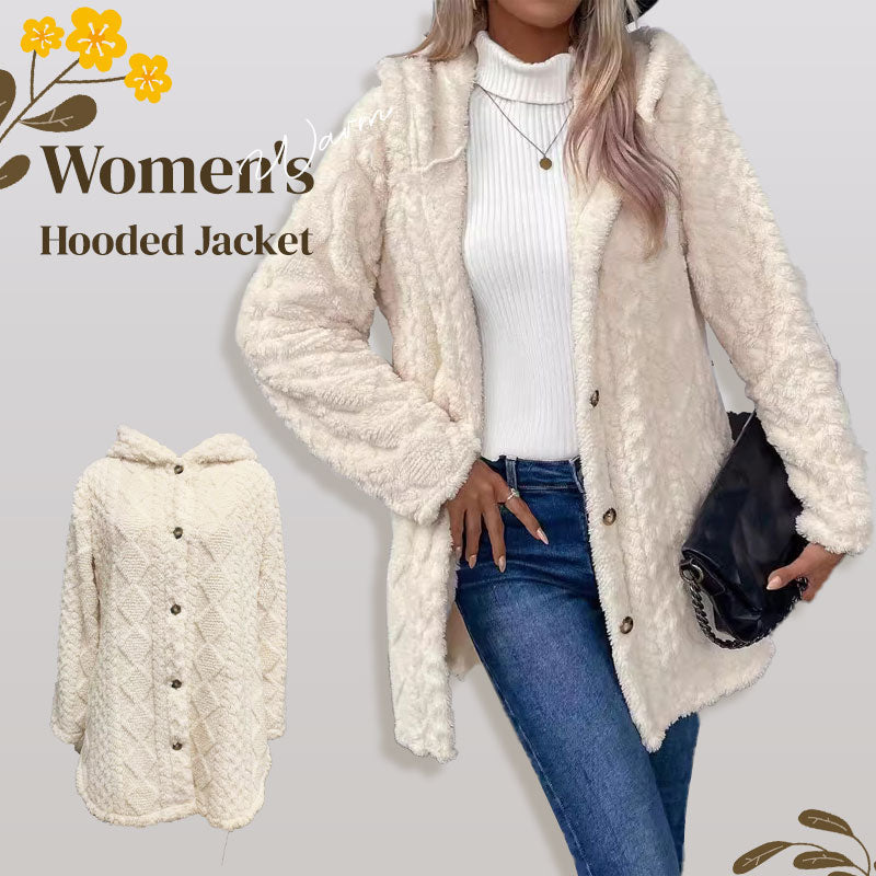Cold Days Deserve More Than a Plain Old Jacket! Women's Warm Diamond-Pattern Hooded Jacket with Eye-Catching Textured Details, Comfortable Everyday Coverage & a Beautifully Casual Look That Makes Fall and Winter Outfits Stand Out! ❄️💕